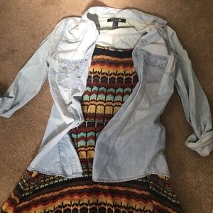 Light denim wash long sleeve and vintage dress